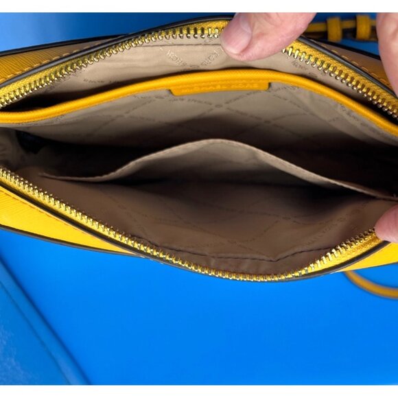 Michael Kors Yellow Saffiano Leather Crossbody Bag with Adjustable Buckle Strap - Picture 6 of 8